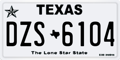 TX license plate DZS6104