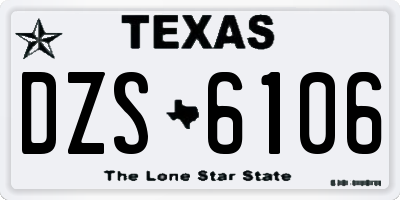 TX license plate DZS6106