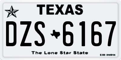 TX license plate DZS6167
