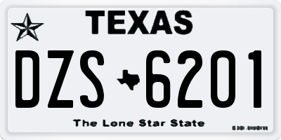 TX license plate DZS6201