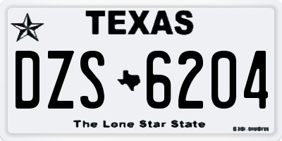 TX license plate DZS6204