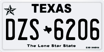 TX license plate DZS6206