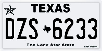 TX license plate DZS6233