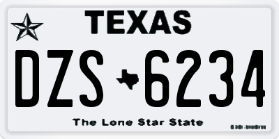 TX license plate DZS6234
