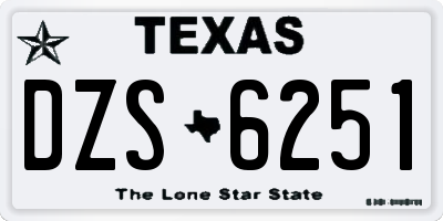TX license plate DZS6251