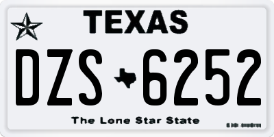 TX license plate DZS6252