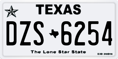 TX license plate DZS6254