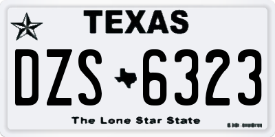 TX license plate DZS6323
