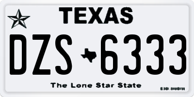 TX license plate DZS6333
