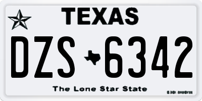 TX license plate DZS6342