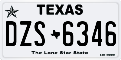 TX license plate DZS6346