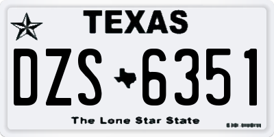 TX license plate DZS6351