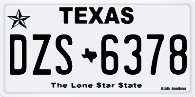 TX license plate DZS6378