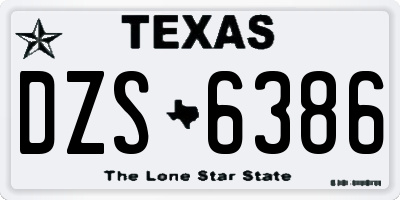 TX license plate DZS6386