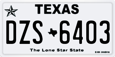 TX license plate DZS6403