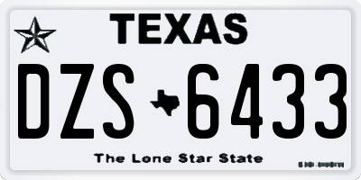 TX license plate DZS6433