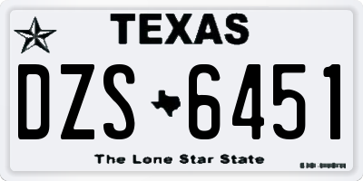 TX license plate DZS6451
