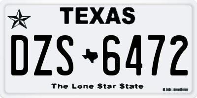 TX license plate DZS6472