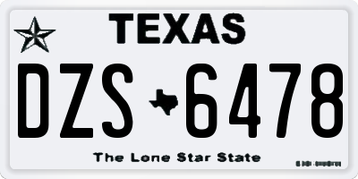 TX license plate DZS6478