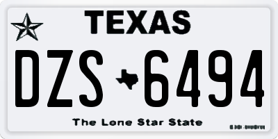 TX license plate DZS6494
