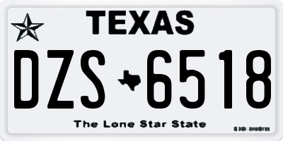TX license plate DZS6518
