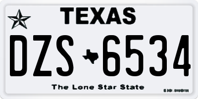 TX license plate DZS6534