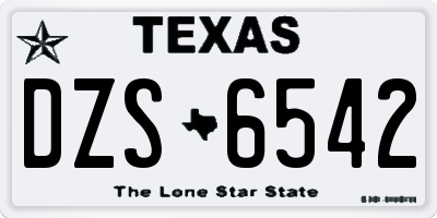 TX license plate DZS6542