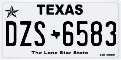 TX license plate DZS6583