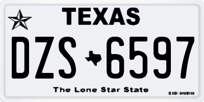 TX license plate DZS6597