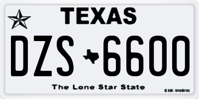 TX license plate DZS6600
