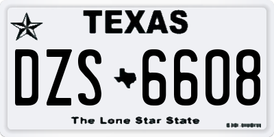 TX license plate DZS6608