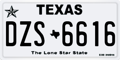 TX license plate DZS6616