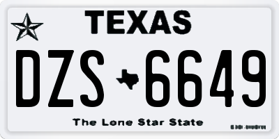 TX license plate DZS6649