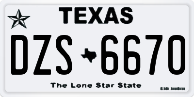 TX license plate DZS6670