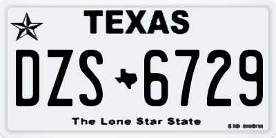 TX license plate DZS6729