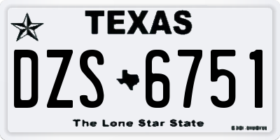 TX license plate DZS6751