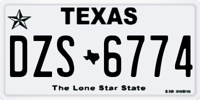 TX license plate DZS6774