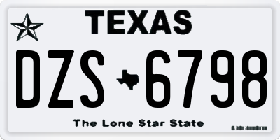 TX license plate DZS6798