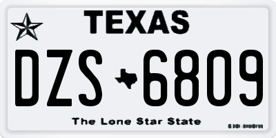 TX license plate DZS6809