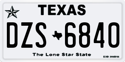 TX license plate DZS6840