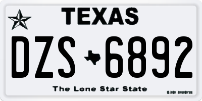 TX license plate DZS6892