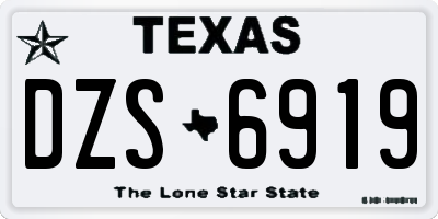 TX license plate DZS6919