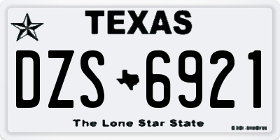 TX license plate DZS6921