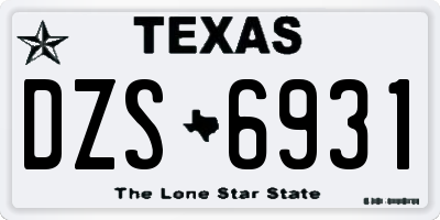 TX license plate DZS6931