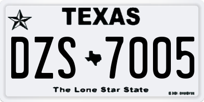 TX license plate DZS7005