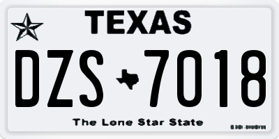 TX license plate DZS7018