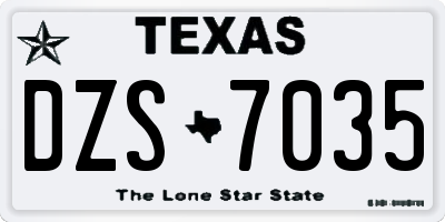 TX license plate DZS7035