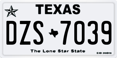 TX license plate DZS7039