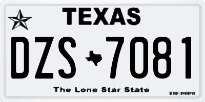 TX license plate DZS7081