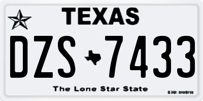 TX license plate DZS7433